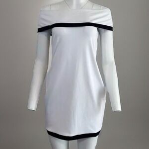 Susana Monaco Off Shoulder Dress L Beach Yacht Nautical Vacation Coastal Chic‎